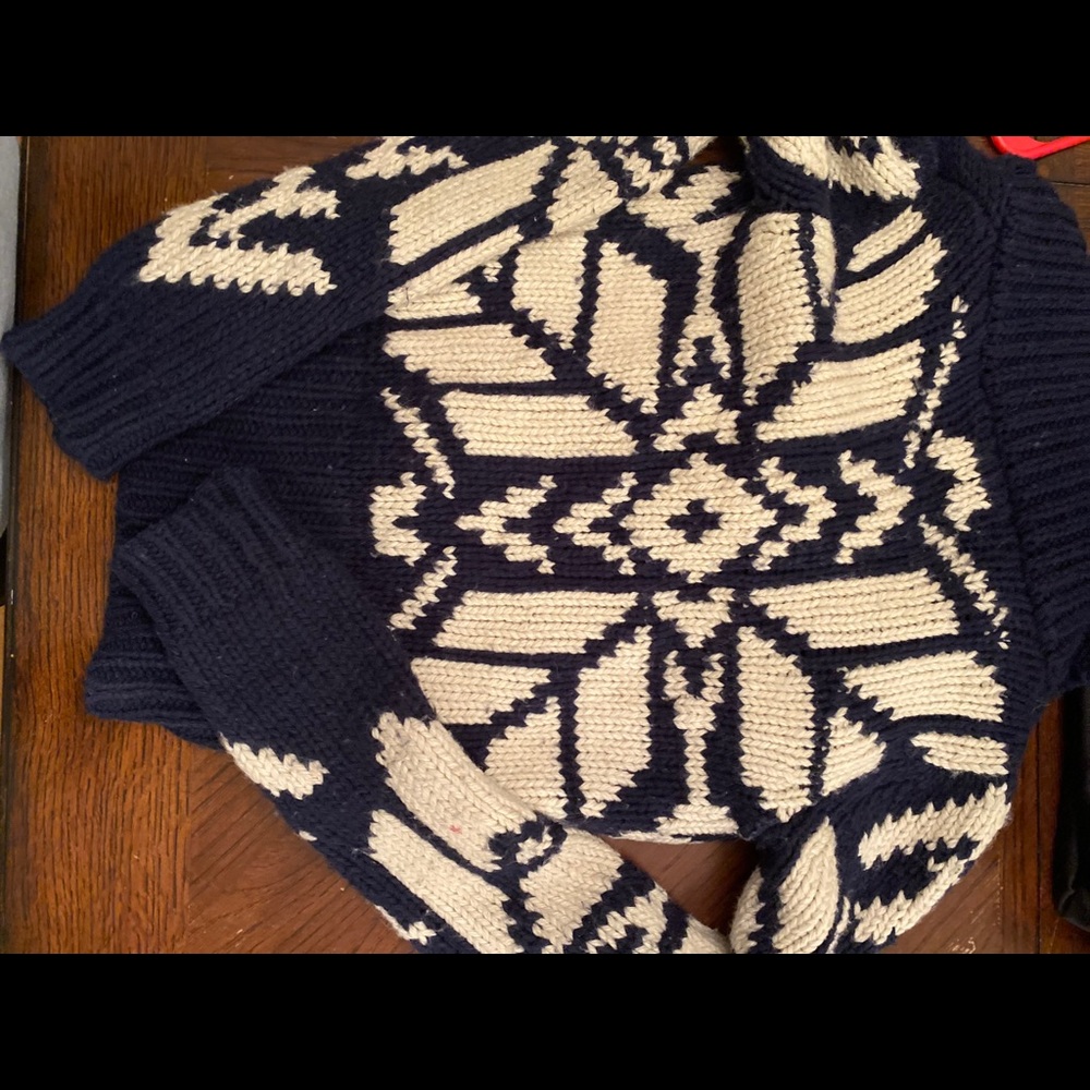 Navy blue and cream sweater